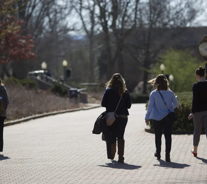 Students walk down Christy Mall