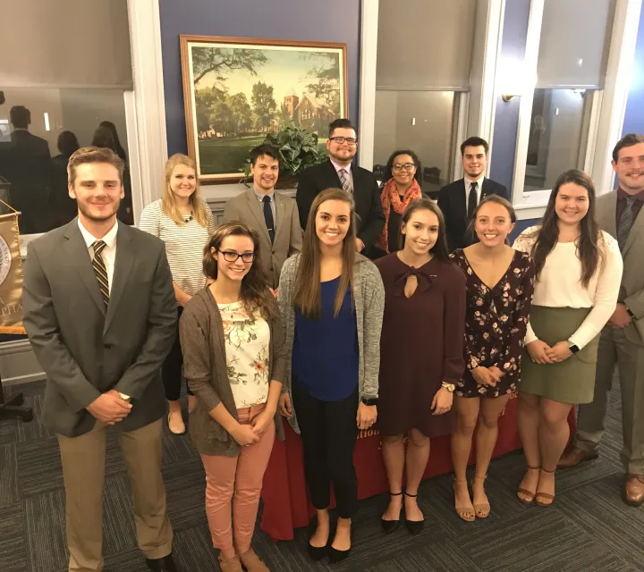 Fall 2018 Gamma Sigma Alpha initiate class at Marietta College