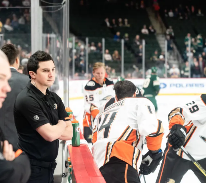 Chad Walker Marietta College Alumnus and Assistant Athletic Trainer for the Anaheim Ducks