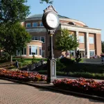 Students walking up the Christy Mall on the campus of Marietta College
