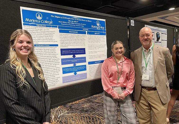 The stigma of Schizophrenia: Is mental illness like any other? Presented by Dr. Mark Sibicky, undergraduate Psychology majors Jillian Strecansky and Lindsey McCoy, and Psychology graduate student Tia Jarvis.