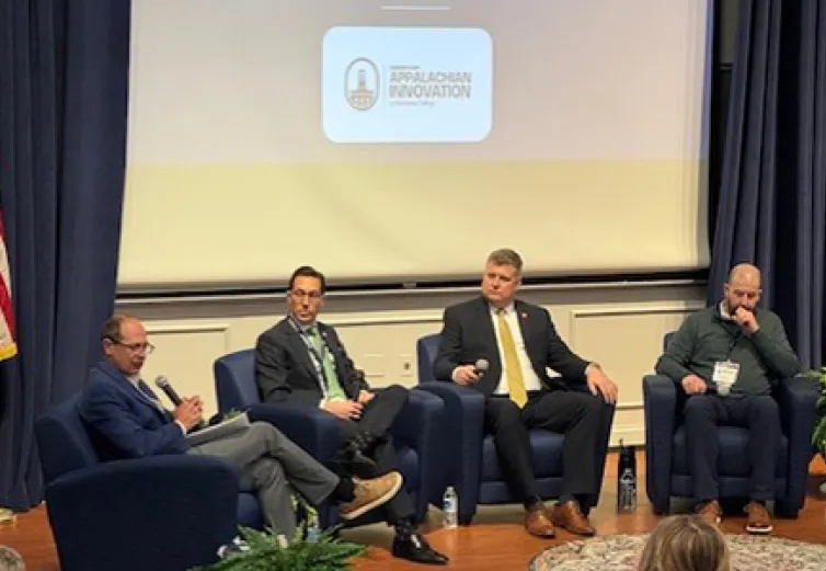 Four industry/regional representatives serve as panelists at The Future of Appalachian Ohio's Timber Industry symposium