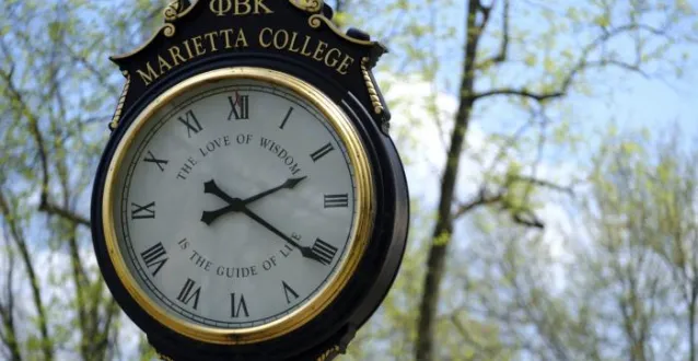 Close up of the Phi Beta Kappa clock on The Christy Mall