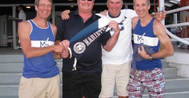 Fred Elliott ’76. Garth Griffin ’76, Brent Haney ’76 and Bob Dufour ’76 reconnected in 2009 during a dinner at Westchester Country Club in Harrison, New York.