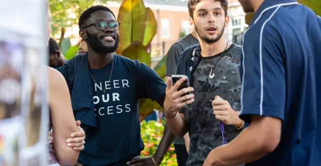 Students chatting on the Mall