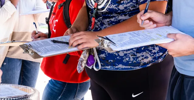 Students registering to vote