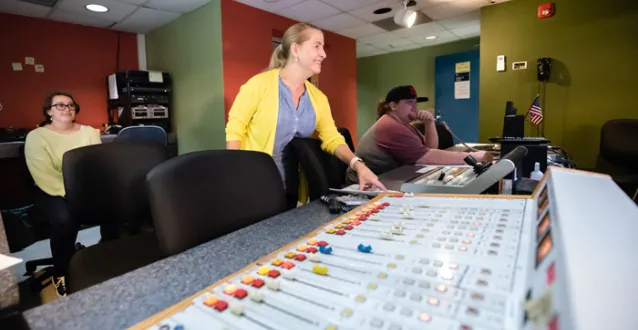 Marilee Morrow in the TV control room