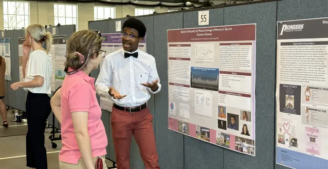 A Marietta College student presents research at All Scholars Day