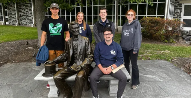 Students with Abe Lincoln