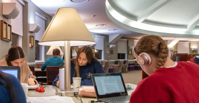 Students studying in library