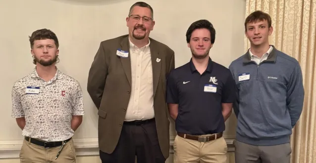 Professor Doug Ankrom, Kade Demchak, Brett Dixon, and Tanner Stoneking