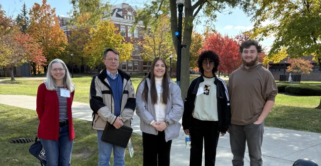 Dr. Kuhl, Dr. Bragg, and physics students attend the APS Conference