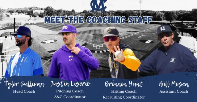 2026 Marietta Baseball Coaching Staff Tyler Sullivan, Head Coach, Justin Liserio, Pitching Coach, Brennen Hunt, Hitting Coach, and Bill Mosca, Assistant Coach