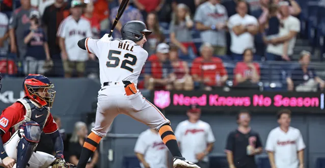 San Francisco Giants player Turner Hill swings at bat