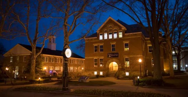 Andrews Hall at night