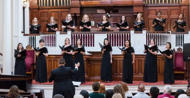 Choir performing at a church