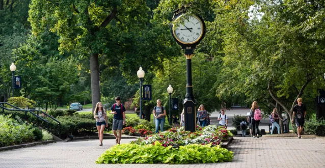 Students walking along The Christy Mall