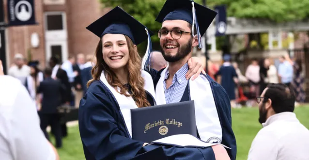 Marietta College graduates celebrate following the Commencement ceremony