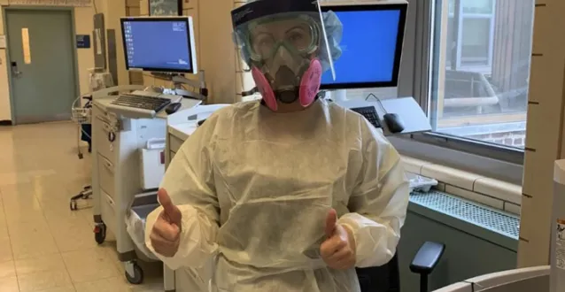PA Dana Pilz in PPE in New York City hospital