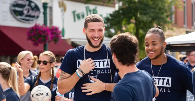 Marietta College students in downtown Marietta