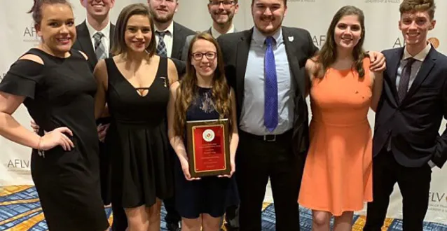 Marietta College Greek Life students after receiving their award