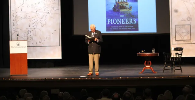 Author David McCullough speaking at Peoples Bank Theatre