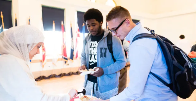 Students getting food at Multicultural Festival