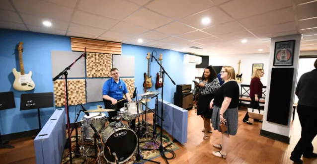 Students in a music therapy room