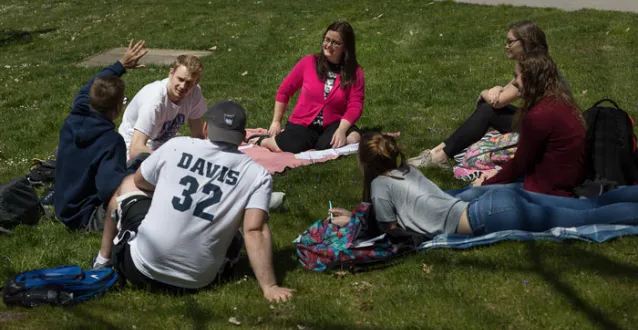 Students studying outside