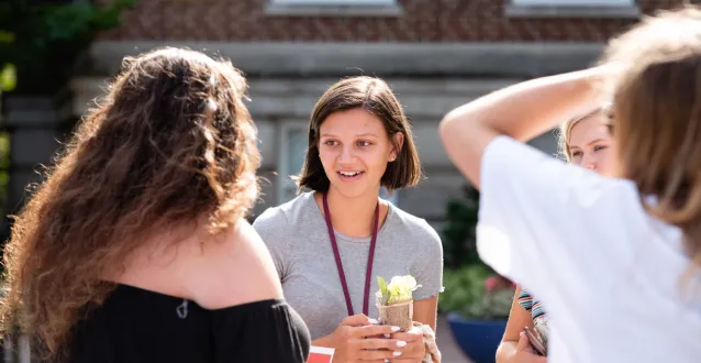 Female students talking on The Christy Mall