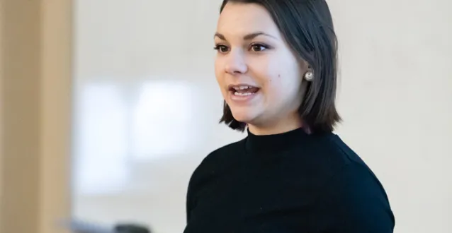 Student presenting at PioBiz