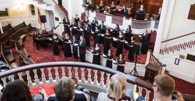 Choir singing at First Congregational Church