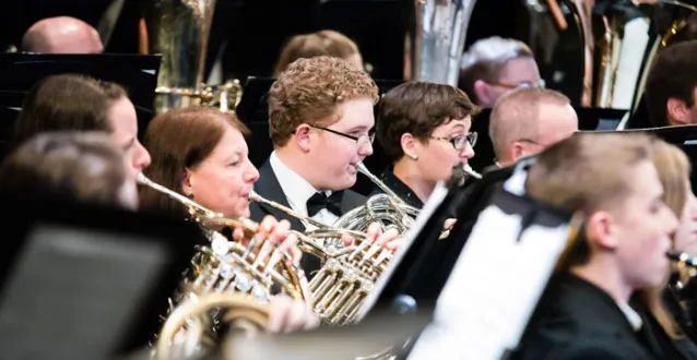 student in the marietta college band