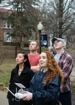 Marietta College GIS minors use a drone during class