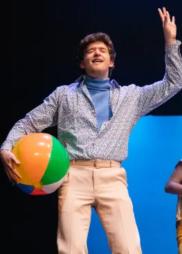 A Musical Theatre major performs during a production of Godspell