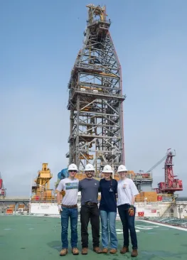 Marietta College students on a semi-sub rig tour