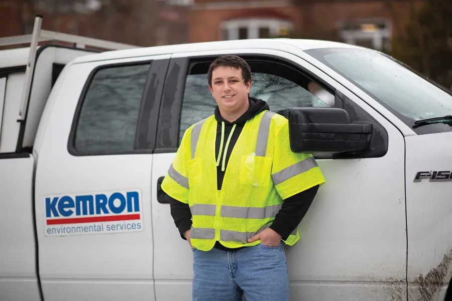 Bobby Casto '16 stands in front of his truck for a portrait