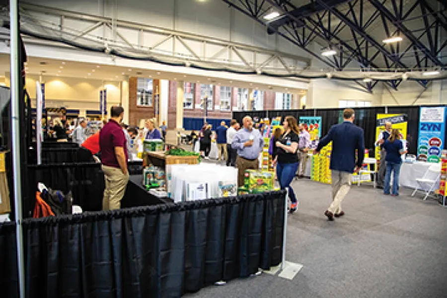 Marietta College hosted a one-day trade show for Par Mar Stores that featured 126 vendors and 275 store managers, and drew hundreds of visitors to the Dyson Baudo Recreation Center.
