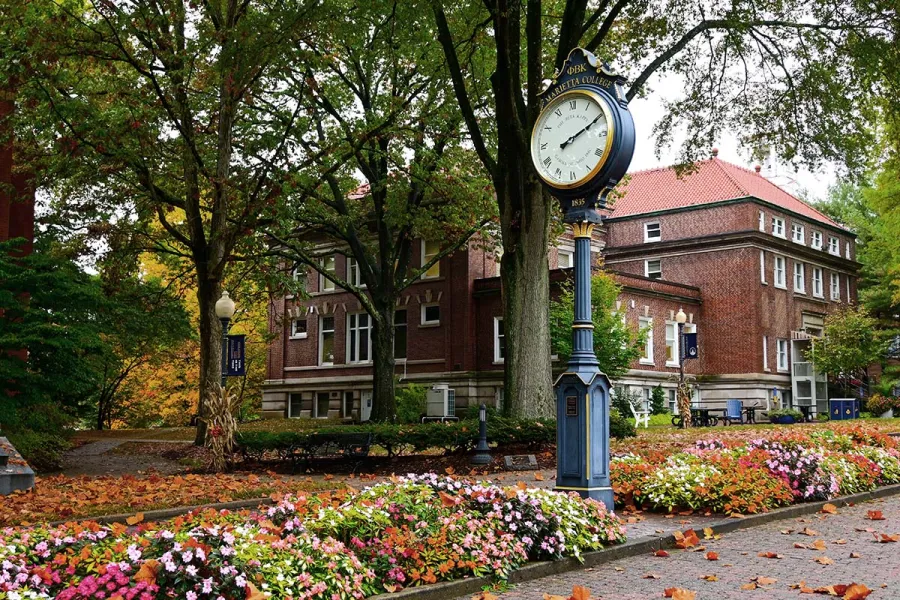 Phi Beta Kappa Clock on the Christy Mall with Fall foliage