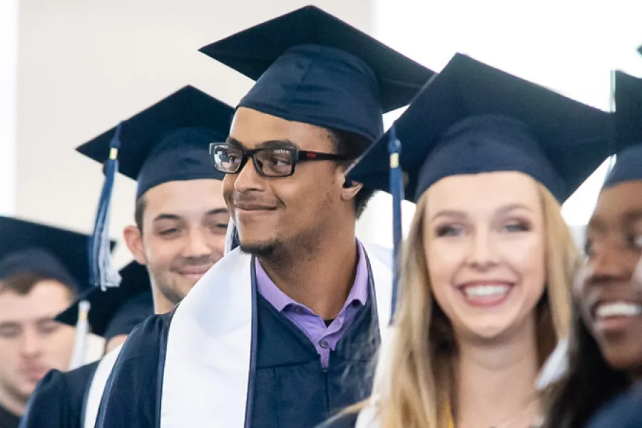 Students lined up for Commencement
